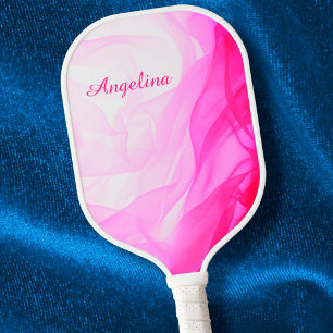 Raquette De Pickleball Chiffon rose Abstrait Élégant Chic Nom personnalis