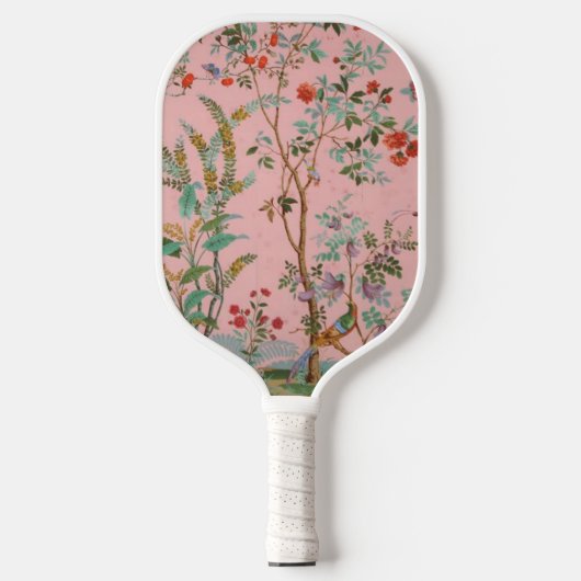 Raquette De Pickleball Chinoiserie rose Oiseau Floral Élégant (Recto)