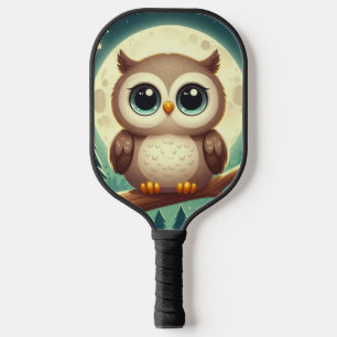 Raquette De Pickleball Chouette bébé la nuit avec lune