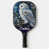 Raquette De Pickleball Chouette blanche sur branche en clair de lune Pers (Recto)