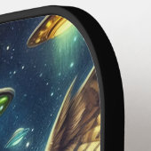 Raquette De Pickleball Chouette cosmique - OVNI dans le ciel (Détail gauche)