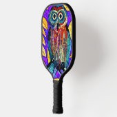 Raquette De Pickleball Chouette en mosaïque blanche colorée (Gauche)