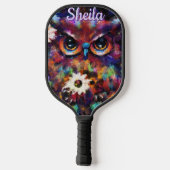 Raquette De Pickleball Chouette florale impressionniste de Whimsical Pers (Verso)