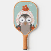 Raquette De Pickleball Chouette hivernale monogramme personnalisée (Verso)