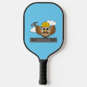 Raquette De Pickleball Chouette ouvrière de construction mignonne avec de (Verso)