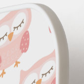 Raquette De Pickleball Chouette rose mignonne, monogramme (Détail gauche)