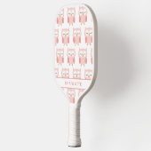 Raquette De Pickleball Chouette rose mignonne, monogramme (Gauche)