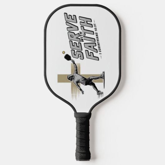Raquette de Pickleball Chrétienne Servir Avec Foi (Recto)