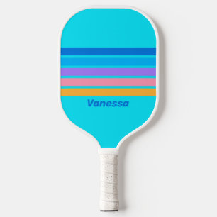 Raquette De Pickleball Ciel océanique néon des années 80 avec rayures et 