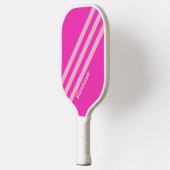 Raquette De Pickleball Ciel rose rétro Trois bandes avec nom (Gauche)