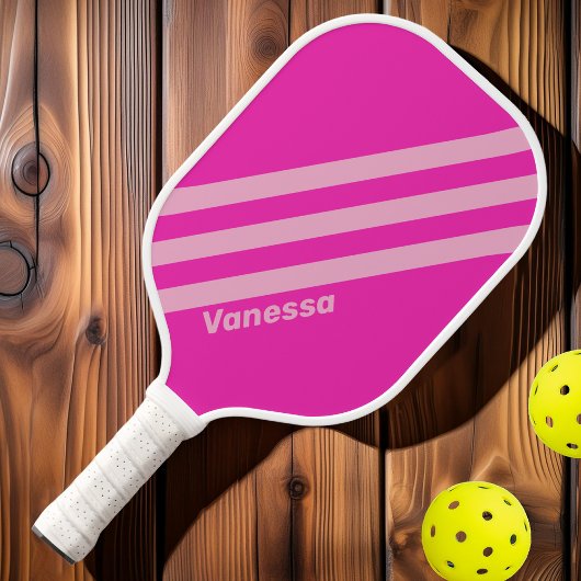Raquette De Pickleball Ciel rose rétro Trois bandes avec nom