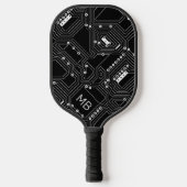 Raquette De Pickleball Circuit imprimé d'ordinateur classique noir et bla (Recto)