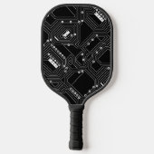 Raquette De Pickleball Circuit imprimé d'ordinateur classique noir et bla (Verso)