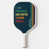 Raquette De Pickleball Citation amusante Retro Rainbow Stripe Nom du scri (Verso)