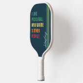 Raquette De Pickleball Citation amusante Retro Rainbow Stripe Nom du scri (Gauche)