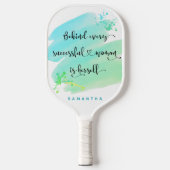Raquette De Pickleball Citation de femme avec succès Monogramme d'aquarel (Recto)