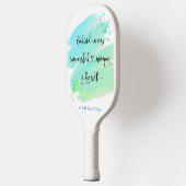 Raquette De Pickleball Citation de femme avec succès Monogramme d'aquarel (Gauche)