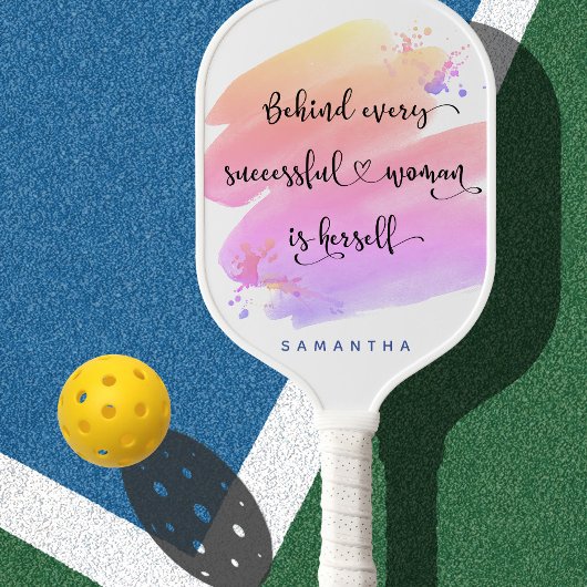 Raquette De Pickleball Citation d'une femme avec succès Monogramme d'aqua