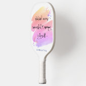 Raquette De Pickleball Citation d'une femme avec succès Monogramme d'aqua (Gauche)