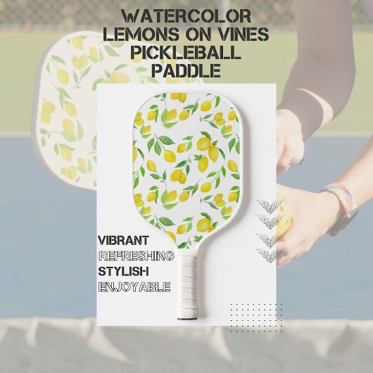 Raquette De Pickleball Citrons D'Aquarelle Sur Vins