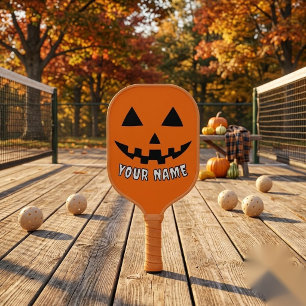 Raquette De Pickleball Citrouille Halloween Orange Personnalisée Votre No