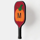 Raquette De Pickleball Citrouille orange Monogramme noir rouge profond (Gauche)