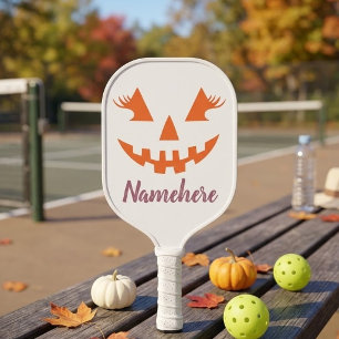 Raquette De Pickleball Citrouille personnalisée Jack O Lantern Halloween