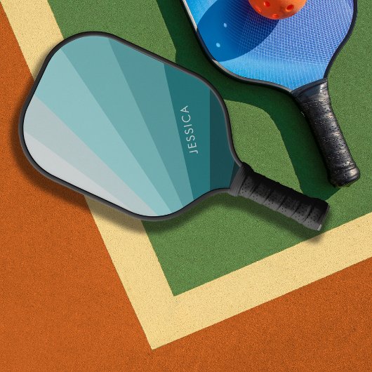 Raquette De Pickleball Classic Minimal Pastel Blue Retro Stripes Motif