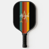 Raquette De Pickleball Classic Retro Stripes Monogramme Nom du script Per (Recto)