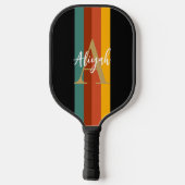 Raquette De Pickleball Classic Retro Stripes Monogramme Nom du script Per (Verso)