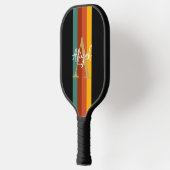 Raquette De Pickleball Classic Retro Stripes Monogramme Nom du script Per (Gauche)