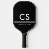 Raquette De Pickleball Classique Houndstooth Monogramme Noir & Blanc (Verso)