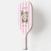 Raquette De Pickleball Coastal Chic Beach Club Pink Stripe Tropical (Gauche)