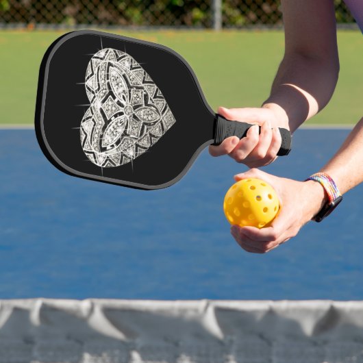 Raquette De Pickleball Coeur argenté élégant (Insitu)