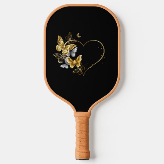 Raquette De Pickleball Coeur aux papillons d'or (Recto)