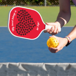 Raquette De Pickleball Coeur des Empreintes de pattes noirs double face r