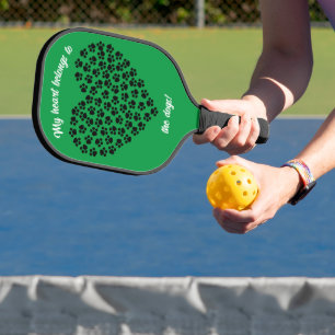 Raquette De Pickleball Coeur des Empreintes de pattes noirs vert double f