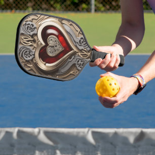 Raquette De Pickleball Coeur Steampunk - Amour mécanique complexe