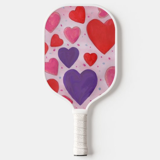 Raquette De Pickleball Coeurs de la Saint Valentin en Motif rouge violet  (Recto)