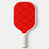 Raquette De Pickleball Coeurs en forme de coeur sur rouge (Verso)
