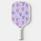 Raquette De Pickleball Coeurs mignons rose et violet (Verso)