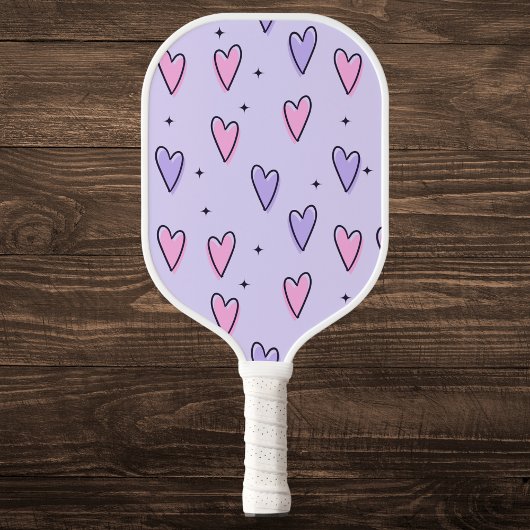 Raquette De Pickleball Coeurs mignons rose et violet
