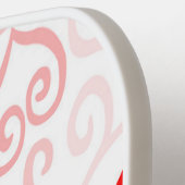 Raquette De Pickleball Coeurs rouge et rose (Détail gauche)