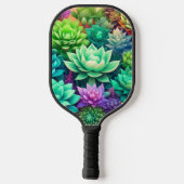 Raquette De Pickleball Collage de succulents colorés (Verso)