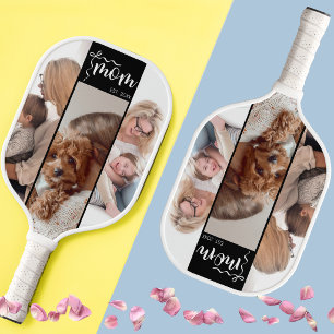 Raquette De Pickleball Collage personnalisé de 3 photos Maman noire année