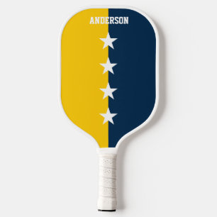 Raquette De Pickleball Colonnes de collège Bleu et maïs Monogramme jaune