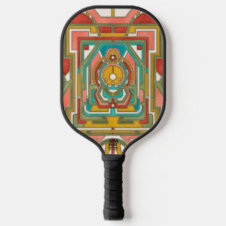 Raquette De Pickleball Colorful Abstract Geometric Butterfly Art Nouveau