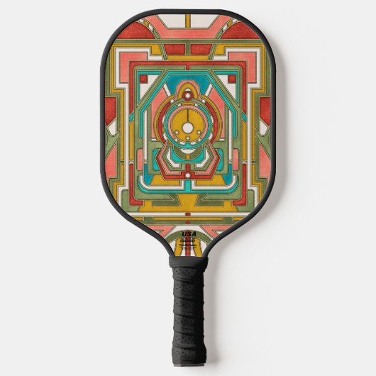 Raquette De Pickleball Colorful Abstract Geometric Butterfly Art Nouveau  (Recto)
