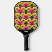 Raquette De Pickleball Colorful Retro Pattern Monogram Name (Recto)