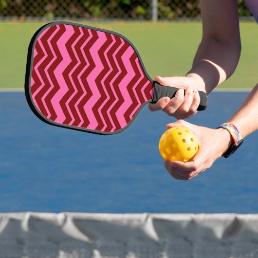 Raquette De Pickleball Conception de chevron zigzag rose rouge bordeaux (Insitu)